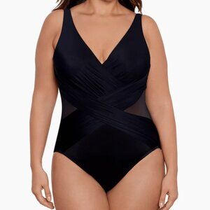 Miraclesuit Plus Size Crossover One Piece Swimsuit Black